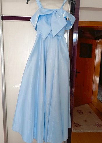 Mavi Drapeli Uzun Abiye Elbise - Görsel 2