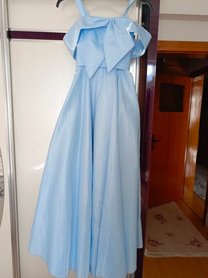 Mavi Drapeli Uzun Abiye Elbise - Görsel 2