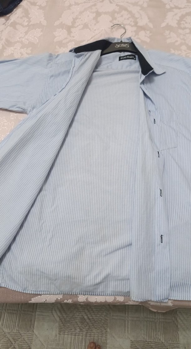 Erkek Mavi Çizgili Uzun Kollu Gömlek - Görsel 3