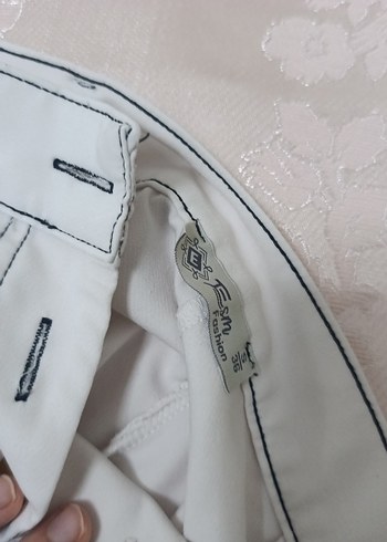 Düğmeli Beyaz Kadın kumaş Pantolon - Görsel 6