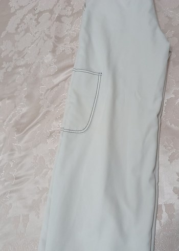 Düğmeli Beyaz Kadın kumaş Pantolon - Görsel 5