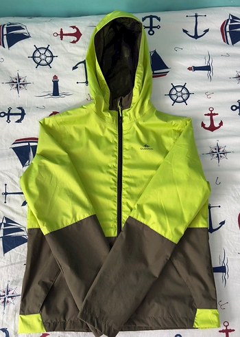 Decathlon Quechua Erkek Çocuk Yeşil Fermuarlı Yağmurluk - Görsel 3