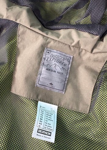 Decathlon Quechua Erkek Çocuk Yeşil Fermuarlı Yağmurluk - Görsel 2