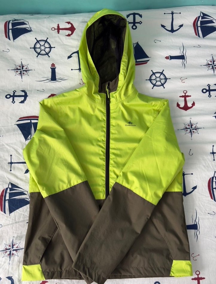 Decathlon Quechua Erkek Çocuk Yeşil Fermuarlı Yağmurluk - Görsel 3