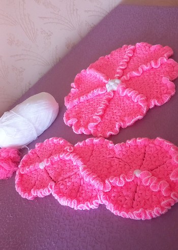 Pembe Fırfırlı Sıcak Örgü Lif Seti - Görsel 3