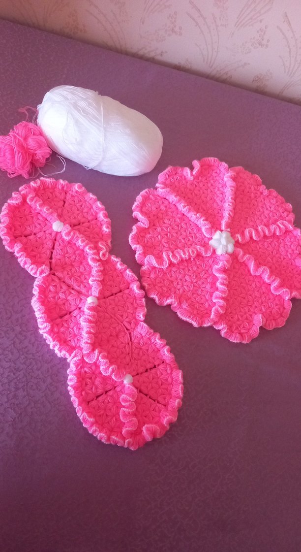 Pembe Fırfırlı Sıcak Örgü Lif Seti - Görsel 2