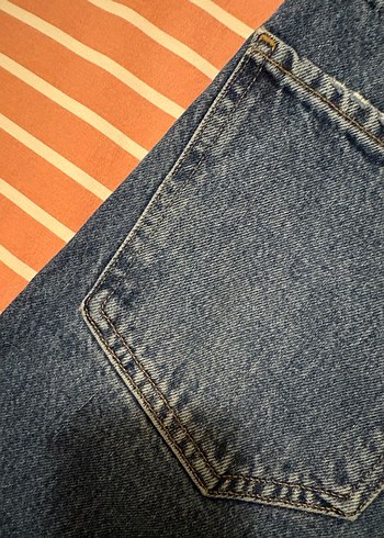 AGOLDE Düğmeli Mavi Midi Kot Pantolon - Görsel 6