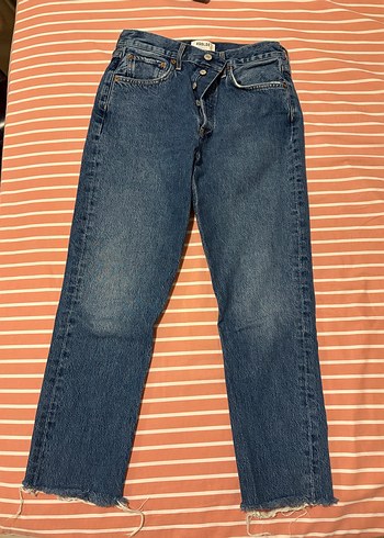 AGOLDE Düğmeli Mavi Midi Kot Pantolon - Görsel 4