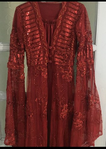 Parlak Kırmızı Uzun Bohem Kadın Elbisesi - Görsel 3