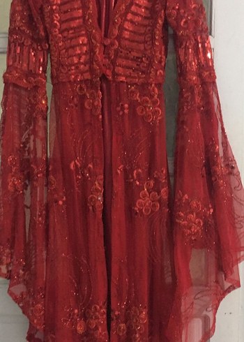 Parlak Kırmızı Uzun Bohem Kadın Elbisesi - Görsel 2