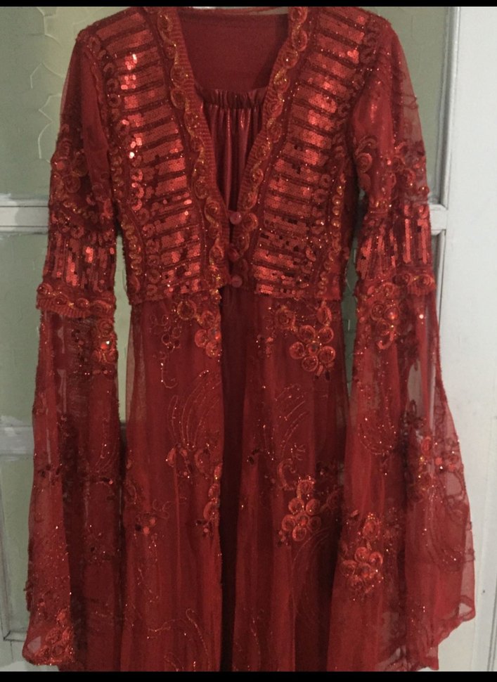 Parlak Kırmızı Uzun Bohem Kadın Elbisesi - Görsel 3