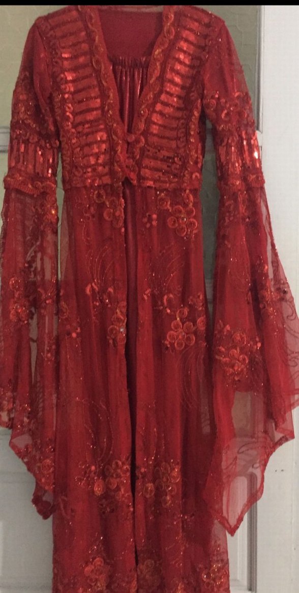 Parlak Kırmızı Uzun Bohem Kadın Elbisesi - Görsel 2