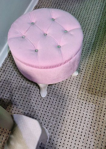 Pembe Kadife tabure puf - Görsel 2