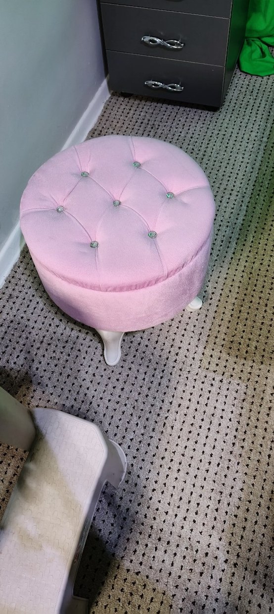 Pembe Kadife tabure puf - Görsel 2