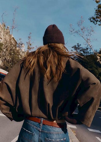 Haki Süet Salaş Kadın Ceket - Görsel 2