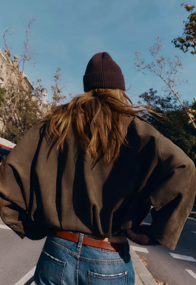 Haki Süet Salaş Kadın Ceket - Görsel 2