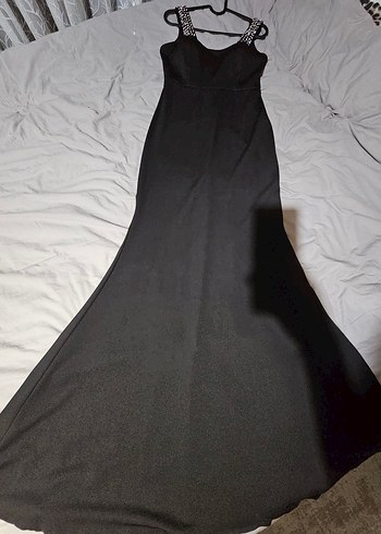 Askılı Taş işlemeli, balık kesim uzun elbise - Görsel 5