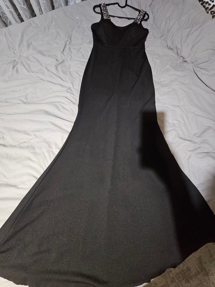 Askılı Taş işlemeli, balık kesim uzun elbise - Görsel 5