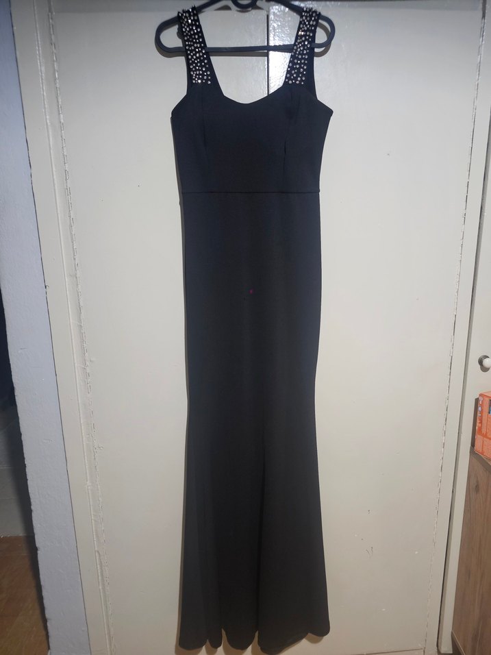 Askılı Taş işlemeli, balık kesim uzun elbise - Görsel 2