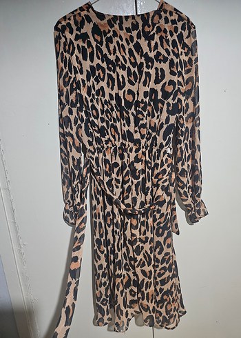 Leopar Desenli Uzun Kol Kadın Elbise - Görsel 3