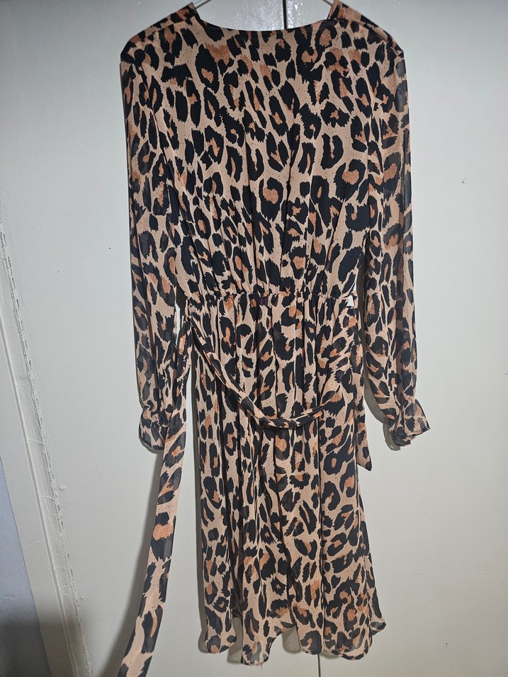 Leopar Desenli Uzun Kol Kadın Elbise - Görsel 3