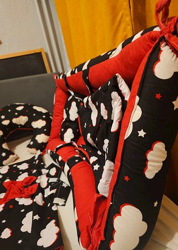 Kırmızı Bulut Desenli Bebek Uyku Seti Babynest - Görsel 6