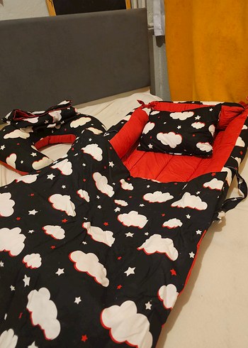 Kırmızı Bulut Desenli Bebek Uyku Seti Babynest - Görsel 3