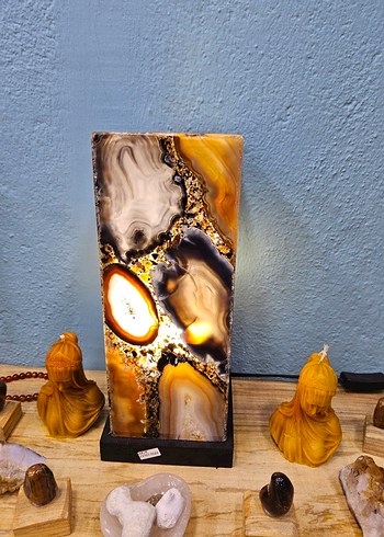 Renkli Doğal Taş Tasarımlı Masa Lambası - Görsel 2