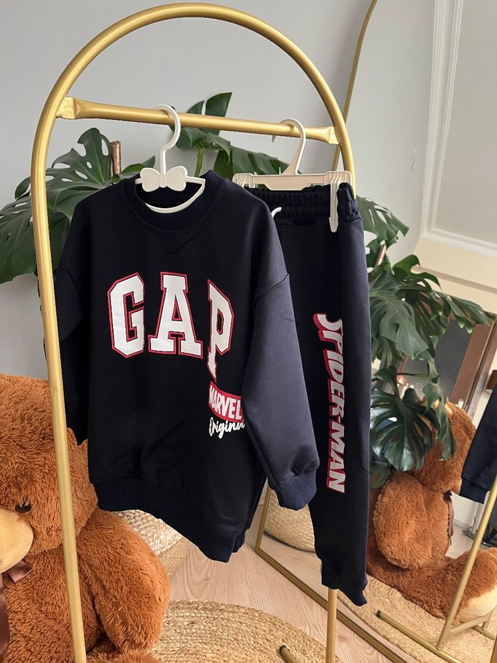 Siyah Baskılı Erkek Çocuk Takımı - Görsel 2