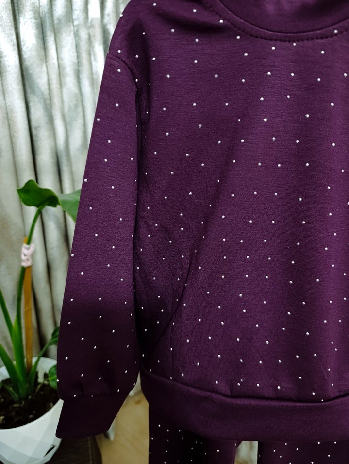 Mor Kız Triko Eşofman Takımı - Görsel 3