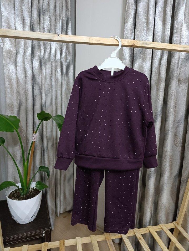 Mor Kız Triko Eşofman Takımı - Görsel 2