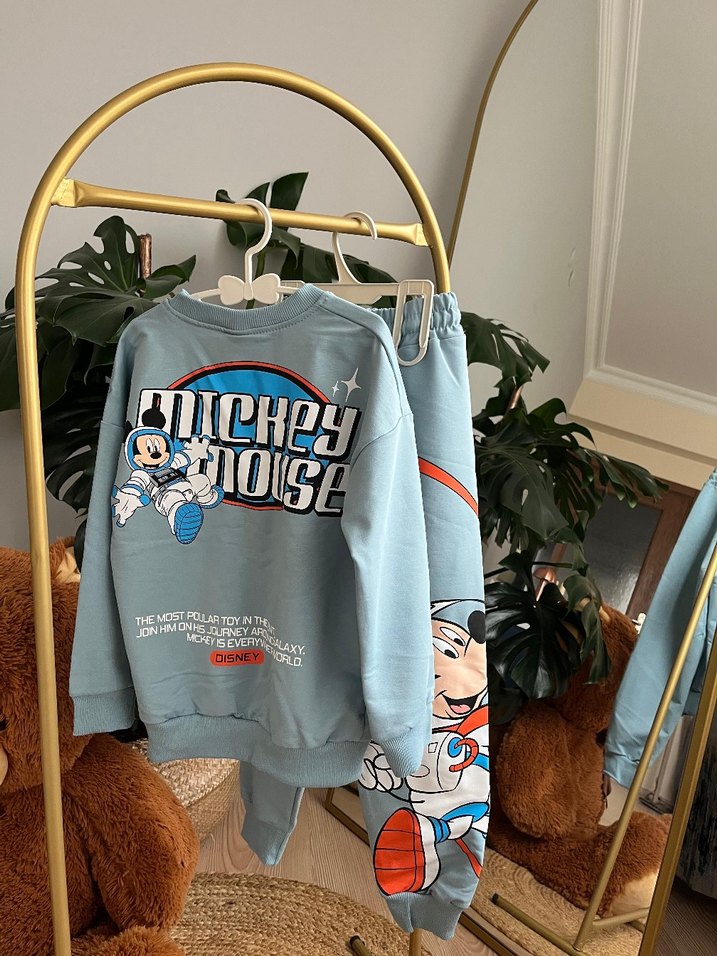 Erkek Çocuk Mickey Baskılı Pamuklu Takım - Görsel 3