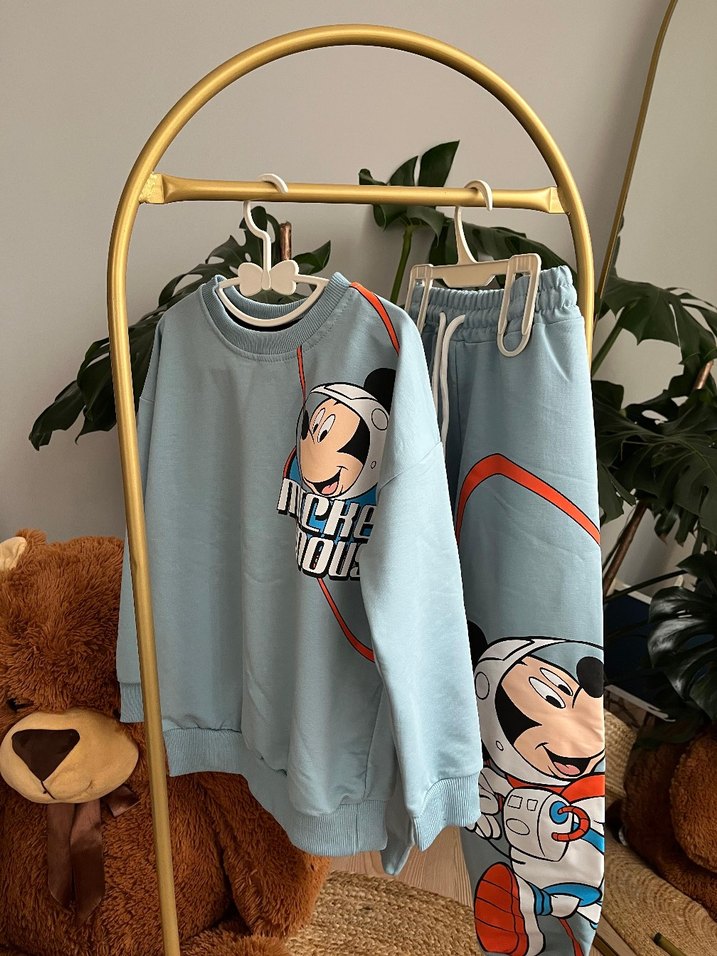 Erkek Çocuk Mickey Baskılı Pamuklu Takım - Görsel 2