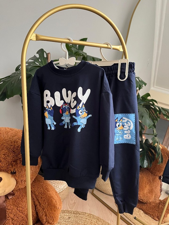 Erkek Çocuk Lacivert Baskılı Sweatshirt ve Eşofman - Görsel 2