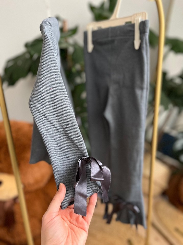 Gri Çocuk Takımı Yumuşak Kumaş fitilli takım - Görsel 2