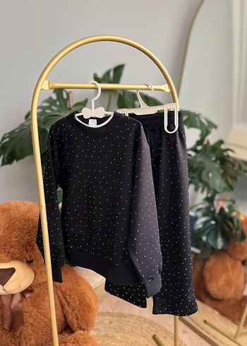 Kız Çocuk Siyah Puantiyeli Takım - Görsel 2