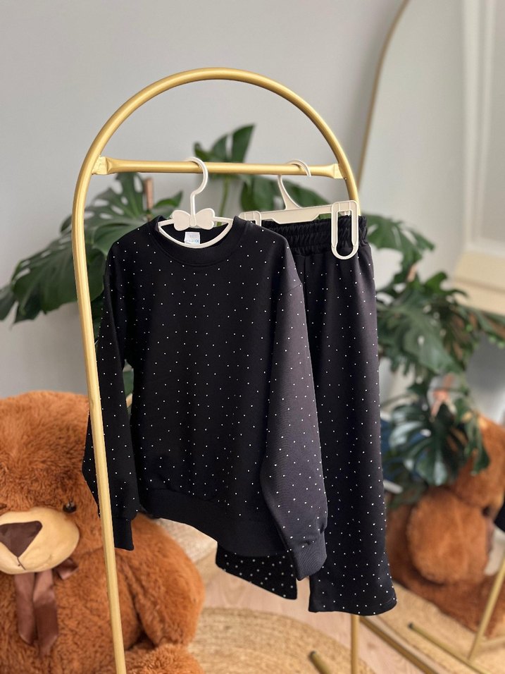 Kız Çocuk Siyah Puantiyeli Takım - Görsel 2