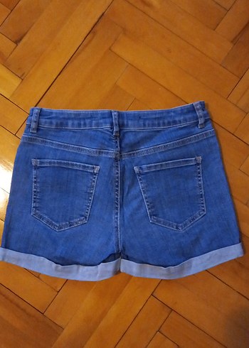 Mavi Rahat Kesim Mini Kot Şort - Görsel 2