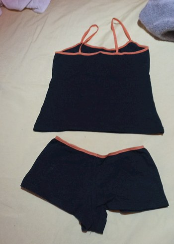 kadın  Siyah Baskılı Atlet ve Şort Takımı - Görsel 2