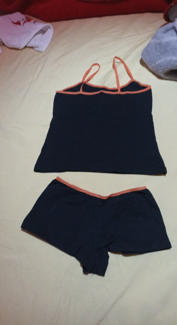 kadın  Siyah Baskılı Atlet ve Şort Takımı - Görsel 2