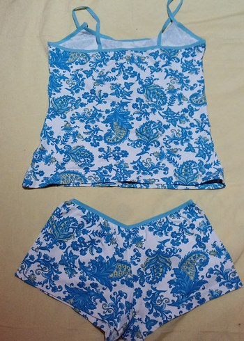 Mavi Desenli Bohem Mini Kadın İç Giyim Takımı - Görsel 2