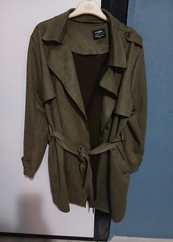 Gri Süet Kuşaklı Erkek Kaban - Görsel 2