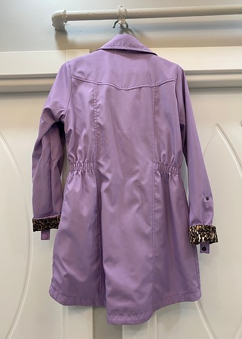 Düğmeli Mor Yağmurluk Leopar Detaylı - Görsel 2