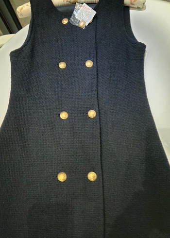 Düğmeli lacivert Midi Kadın Elbise - Görsel 6