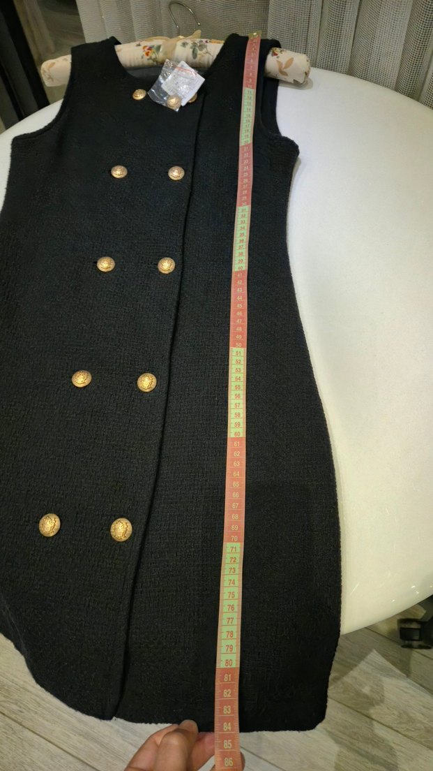 Düğmeli lacivert Midi Kadın Elbise - Görsel 5