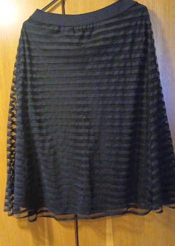 Kadın lacivert tüllü fırfırlı göstermeyen  Etek - Görsel 2