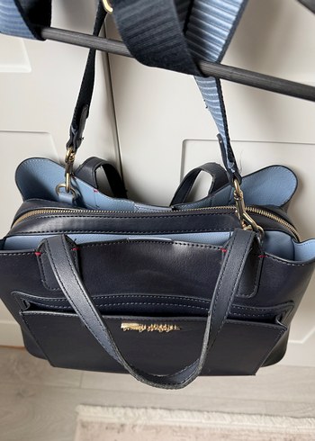 Tommy Hilfiger Lacivert Suni Deri Kadın Çanta - Görsel 2