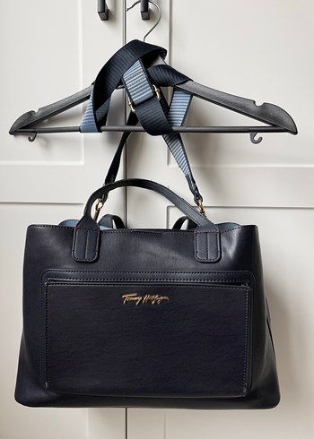 Tommy Hilfiger Lacivert Suni Deri Kadın Çanta - Görsel 15