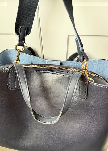 Tommy Hilfiger Lacivert Suni Deri Kadın Çanta - Görsel 8