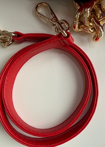 Network Deri Kırmızı Zincir Askılı Çanta - Görsel 5